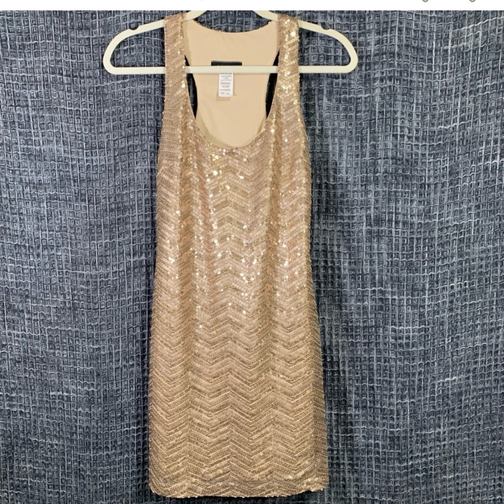 B. DARLIN sleeveless gold sequins dress Size 5/6